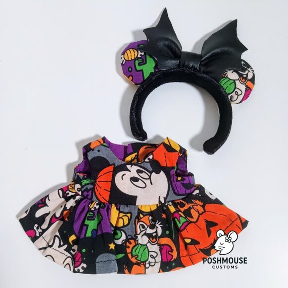 Disney Halloween Mickey Pumpkin Handmade Dress with Minnie Ears Labubu Outfit - Picture 6 of 9